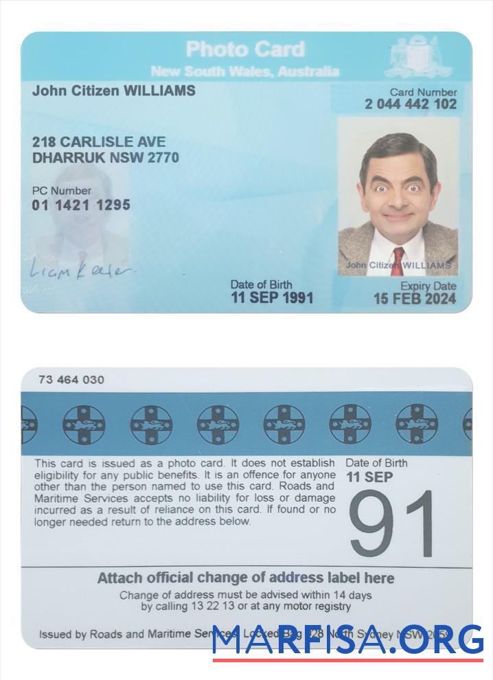 Blank Australia New South Wales photo card sample